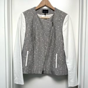 Judith and Charles woven and leather jacket
